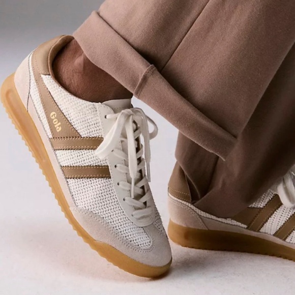 Gola Tornado Zephyr Woven Crochet Women’s Sneakers•Off White/Light Caramel•NIB - Picture 1 of 11